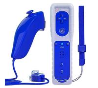 TechKen Remote Controller for Wii, Built-in 2 in 1 Motion Plus with Silicon Case and Nunchuck (Dark Blue)