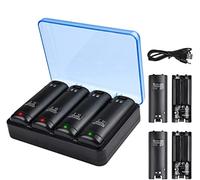 TechKen Wii Battery Charger Set, Wii Remote Controller Charging Station Docking Station Wii Charger with 4 x 2800 mAh Rechargeable Batteries (Black)