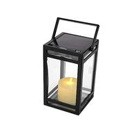 Techko Outdoor Solar Flickering Candle Lantern Farmhouse Modern Light Design with Handle, Realistic Safe Flameless, Waterproof IP65