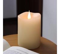 TECHLONG Flameless Candles Battery Operated with Timer, 3D Moving Flame Flickering, Last 600+ Hours Battery Candles, 3" x 4" Ivory Real Wax Electric LED Candle for Wedding Party Decorations
