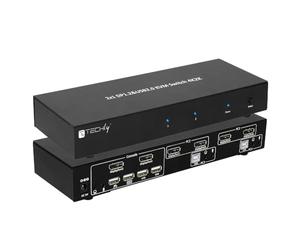 Techly 101928 KVM Switch 2 Ports DisplayPort1.2 for Dual Monitor Black