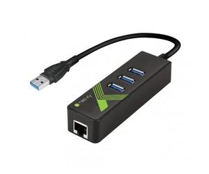 TECHLY 105803 Adapter Converter USB3.0 Ethernet Gigabit with Hub 3 ports Black