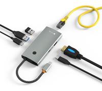 Techly IUSB32C-HUB6HPDI interface hub USB 3.2 Gen 1 (3.1 Gen 1) Type-C 5000 Mbit/s Aluminium