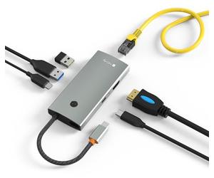 Techly IUSB32C-HUB6HPDI interface hub USB 3.2 Gen 1 (3.1 Gen 1) Type-C 5000 Mbit/s Aluminium