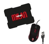 TECHMADE AC Milan Mouse USB with Wire + Mouse Pad Gaming Red Black Official Combo Mouse and Mat