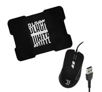 TECHMADE Juventus Wired USB Mouse + White/Black Gaming Mousepad - Official Combo PC and Laptop, High Precision Optical Sensor, Non-Slip Mat