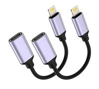 TechMatte Female USB C to Lightning Male Cable Adapter, 27W PD Fast Charging Only Compatible for iPhone iPad iPod AirPods, No Audio, Not for Headphones/OTG Android, 4 Inch (2 Pieces)