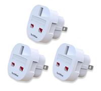 TechMax Pack of 3 UK to US Plug Adaptor Type G to Type A and B UK to USA, Canada, Japan, Thailand, Mexico, Jamaica, Dominican Republic, Barbados, China and more 2 Pin Flat Travel Adapter (White)