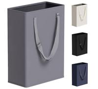TECHMILLY Slim Laundry Hamper with Long Handle, 24" Narrow Clothes Basket, 45L Small Space Storage Bins for Bedroom, Closet, Bathroom - Grey