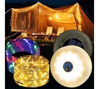TECHMUR 10M 2-in-1 Portable Lantern & RGB String Lights with 8 Modes - Solar/USB Fast Charging, Always Ready for Outages, Festivals & Outdoor Adventures