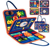 TECHMUR Busy Board Montessori Toy for Toddlers, Sensory Activity Board for Fine Motor Skills, Educational Travel Toy for Plane & Car - Ideal Gift for Boys & Girls(Blue 6p)