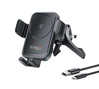 Technaxx 15W Wireless Car Charger & Phone Holder TX-322 with Qi Fast Charging Mount for Air Vent - Auto-Clamping, 360° Rotation, Fits up to 6.7" Smartphones - Secure Car Smartphone Charger