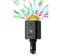 Technaxx 3-in-1 USB Car Charger with Mini Disco Light - Sound Activated Party Light with Built-in Battery, QC3.0 & USB-C Fast Charging - Ideal for Car, Camping, Outdoor, Travel - TX-159