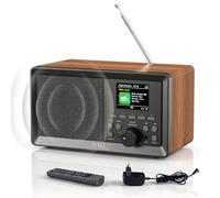 Technaxx DAB+ Radio Retro with Bluetooth & FM - Digital Radio with 5W Speaker, 2.4” TFT Colour Display, USB & AUX Input, Alarm Clock, Remote Control, Wooden Design - TX-364