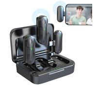Technaxx Dual Wireless Mini Microphone Set TX-301 - 2 Wireless Lavalier Microphones with Intelligent Noise Reduction, USB-C Receiver, Charging Case, Clip-on - Ideal for Podcasting & Recording