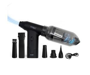 Technaxx Handheld Cordless Vacuum Cleaner with Air Duster, 160W Rechargeable Electric Dust Buster TX-293 - Stepless Speed Control, 5 Versatile Attachments - Ideal for Cars, Keyboards, Sofas, etc.