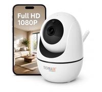 Technaxx Indoor WiFi Security Camera Full HD 1080P, PTZ IP Camera with 355° Pan & 130° Tilt, Motion Detection & Tracking, Night Vision, 2-Way Audio, App Control, MicroSD up to 128GB - TX-146