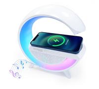 Technaxx LED Night Light with Bluetooth Speaker and 10W Wireless Charging, RGB Mood Light Bedside Lamp, Multifunction Wireless Charger, USB MicroSD FM Radio AUX, Hands-Free Calling - TX-264