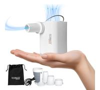 Technaxx Mini Battery Air Pump Pro TX-299-3600 mAh Rechargeable Electric Air Pump with Powerbank, LED Light, 5 Nozzles, USB Charging, Storage Bag - Portable Wireless Air Pump for Inflatables