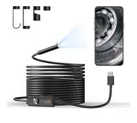 Technaxx USB-C Endoscope Camera TX-386 - Inspection Camera with Light, 5m Semi-Rigid Cable, 8 Adjustable LEDs, IP67, HD Borescope for Android & iOS Smartphones