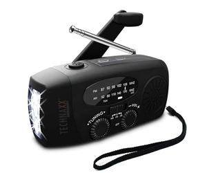 Technaxx Wind Up Solar Radio TX-238 with Hand Crank, LED Torch, USB-A Output for Charging Mobile Devices, Solar panel, Hand Strap, Radio Antenna - Keep Your Solar Radio Charged All the Time