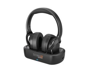 Technaxx Wireless TV Headphones with Charging Base - Bluetooth 5.4 Over-Ear Headset with Microphone, 30h Battery, USB-C, Optical & AUX Input - Ideal for Seniors, TV & Music - TX-350