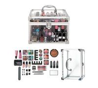 Technic 36-Piece Clear Carry and Storage Train Case with Makeup | Clear Portable Beauty Case, Cosmetics and Applicators Included