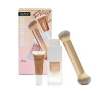 Technic Bronzed Beauty 3-Piece Set - Bronzing Drops, Body Glow Oil & Dual-Ended Brush for Year-Round Radiance
