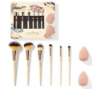 Technic Cosmetic Brush and Sponge Gift Set - Luxe Professional Make Up Brush Kit - Six Brushes & Two Beauty Sponges For Flawless Results For Eyes, Lips & Face - Vegan and Cruelty Free