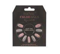 Technic False Nails Squareletto Nude Pink Embellished 24 pcs