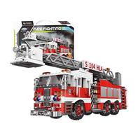 Technic Fire Engine Building Blocks Kit, 711 Pieces Ladder Fire Truck Construction Set With minifigures, Technic Water Jet Fire Engine Model Building Kit, Compatible with L*GO