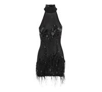 Technical Jersey Dress with Feathered Details - female - Just Cavalli - Party Dresses - Black - S - Dresses S