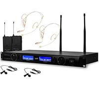 Technical Pro Professional UHF Wireless Microphone Lapel & Headset System with Dual UHF Mics, Individual XLR, LCD Display, LED Meter, Mount Bracket, UHF High band Frequency
