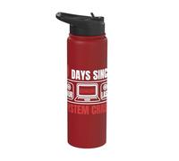 Technical Support 0 Days Since Our Last System Crash Techie Stainless Steel Insulated Water Bottle