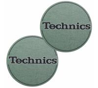 Technics Green Metallic Logo Slipmat, Black, 1 Pair (2 Units), 300 mm, 2 mm