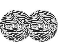 Technics Logo DJ Slipmats, felt (pair, Zebra Design with White logo print)