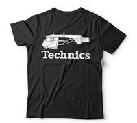 Technics Stylus Logo Unisex T-Shirt | DJ Dance Electro EDM House Acid Tee - 5XL Black