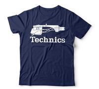 Technics Stylus Logo Unisex T-Shirt | DJ Dance Electro EDM House Acid Tee - M Navy