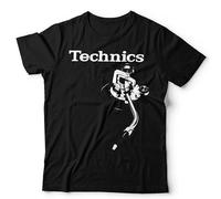 Technics Tone Arm Unisex T-Shirt - DJ Turntable Vinyl Record 1210 Stylus Tee - 4XL Black