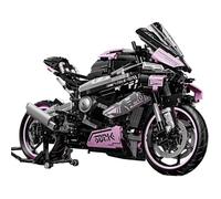 Technik Pink Motorbike Building Block Set, 1985 Pcs Super Motorcycle Building Blocks Kit, MOC Motorbike Model Vehicle Construction Toy, Racing Motorcycle Building Set for Adults and 16+Teens