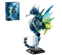 Technik Seahorse Building Blocks Set for Adults, Marine Life Building Blocks, Mechanical Seahorse Animal Bricks Model Kit, Desktop Home Office Decoration, Gifts for Adults and Teens Age 14+, 1003 PCS