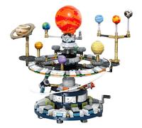 Technik Solar System Building Block Set, Rotating Planetarium Mini Bricks Kit with Hand Crank, 9 Planets Model with Rocket and Satellite, STEM Educational Toy, Creative Gift for Adult, Teen (964PCS)