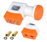 TechniSat Twin LNB digital 2 users Direct connection universal Phoenix CE UHD full HD HDTV TV 3D 4K + weather protection in set with 2 F-connectors gold plated