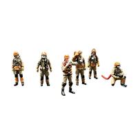 TechnixLabz 1:64 Scale Fireman Figure Set (6-Piece), Miniature Figures of Rescue Workers, Ideal for Dioramas, City Models and Sandpit Accessories