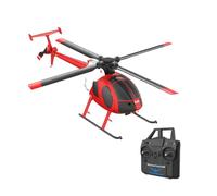 TechnixLabz C184 1/48 Scale 120 Class MD500 RC Helicopter, 2.4G 4CH Single Rotor Flybarless Aircraft, Altitude Hold Optical Flow Positioning One Key Takeoff and Landing (Red White/RTF Version)