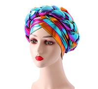 Techno Cap Women's Beading Braid Hat Muslim Ruffle Wrap Hat Sleep Caps Satin Lined Hair Caps Outfit (Multicoloured, One Size)