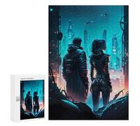 Techno Couple Future City, 300 PCS Adult Tabletop Puzzle, Holiday-Season Gift, with A Decorative Finished Picture