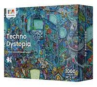 Techno Dystopia - A Hidden Message Mystery Jigsaw Puzzle for Adults - 1000 Pieces, Beautifully Detailed 70x50cm Frameable Art