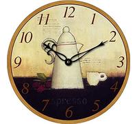 techno line Coffee Pot Theme Quartz Wall Clock, Wood, Beige