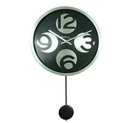 techno line Quartz Wall Clock, Plastic, Silver-Black